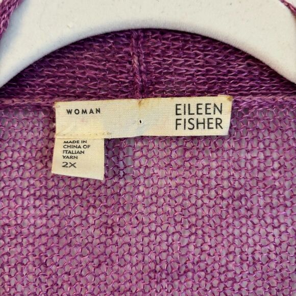 Eileen Fisher Women’s Italian yarn 100% linen open front cardigan sweater 2XL! - Picture 4 of 13